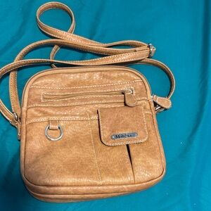 Mattersky Tan Leather Crossbody Bag